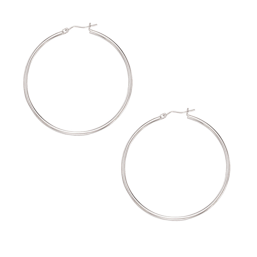 10K Gold 2x50mm Hoop Earring-Yellow | Hinged