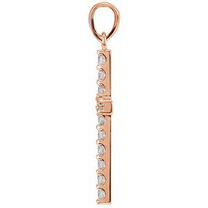 14K Rose 1/10 CTW Natural Diamond Cross Pendant-Natural Diamond-1.2Mm :: 1/10 Ctw