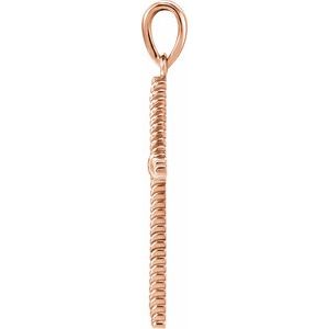 14K Rose 25.4x16.2 mm Rope Cross Pendant-Polished
