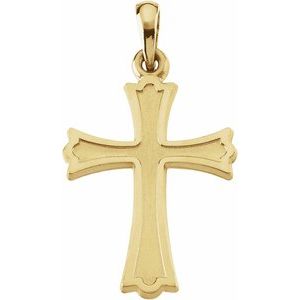 14K Yellow 27x16 mm Cross Pendant-Polished