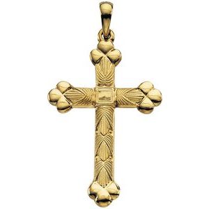 14K Yellow 35x22 mm Cross Pendant-Polished