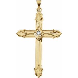 14K Yellow .06 CTW Natural Diamond Cross Pendant-Natural Diamond-2.5Mm :: 0.06 Ct