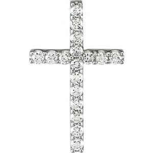 14K White 1/6 CTW Lab-Grown Diamond Petite Cross Pendant-Lab-Grown Diamond-1.3Mm :: 1/6 Ctw