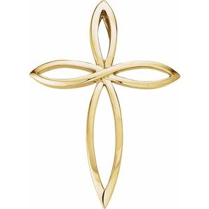 14K Yellow 36.5x26.25 mm Cross Pendant-Polished