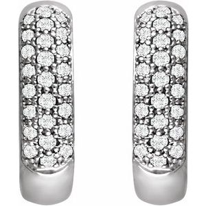 14K White 1/3 CTW Natural Diamond Hoop Earrings-Round-14.85 Mm