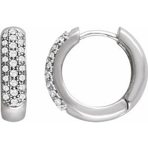 14K White 1/3 CTW Natural Diamond Hoop Earrings-Round-14.85 Mm