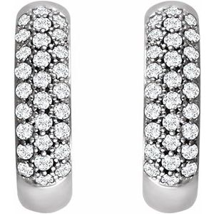 14K White 1/2 CTW Natural Diamond Hoop Earrings-Round-15.1 Mm