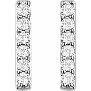 Platinum 1/10 CTW Natural Diamond Bar Earrings-1.2 Mm-Platinum
