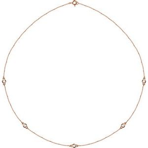 14K Rose 1/2 CTW Natural Diamond 5-Station 18" Necklace-3Mm :: 1/2 Ctw-I1, H+