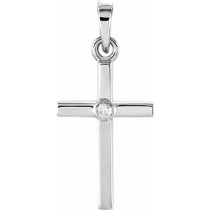 14K White .01 CT Natural Diamond Cross Pendant-Natural Diamond-1.3Mm :: 0.01 Ct