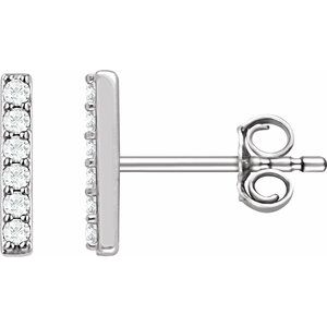 14K White 1/10 CTW Lab-Grown Diamond Bar Earrings-1.2 Mm-14K White