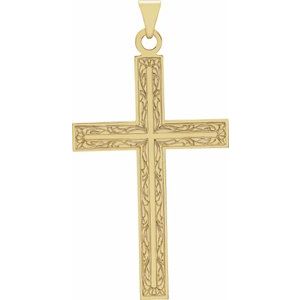 14K Yellow 39x35 mm Cross Pendant-Polished