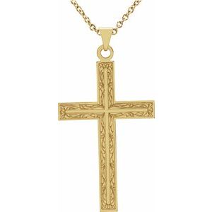 14K Yellow 22x14 mm Cross 18" Necklace-18 In-Polished
