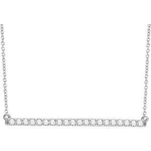14K White 1/2 CTW Natural Diamond Bar 16-18" Necklace-Natural Diamond-1.8Mm :: 1/2 Ctw