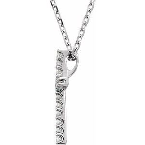 14K White .06 CTW Natural Diamond Petite Cross 16" Necklace-Natural Diamond-1Mm :: 0.06 Ctw
