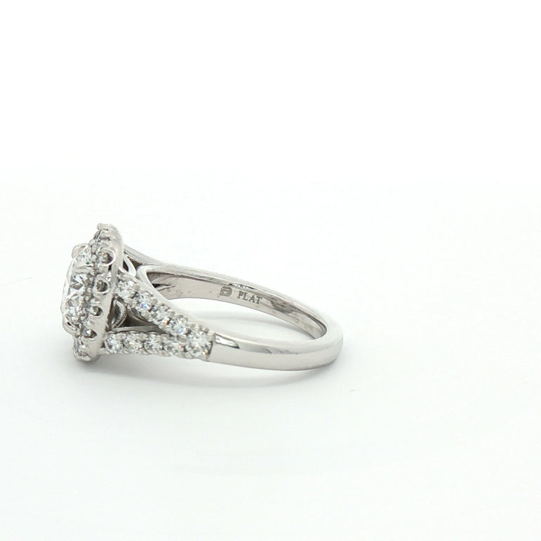 Platinum Engagement Ring with Round Cut Diamond in White Gold Setting