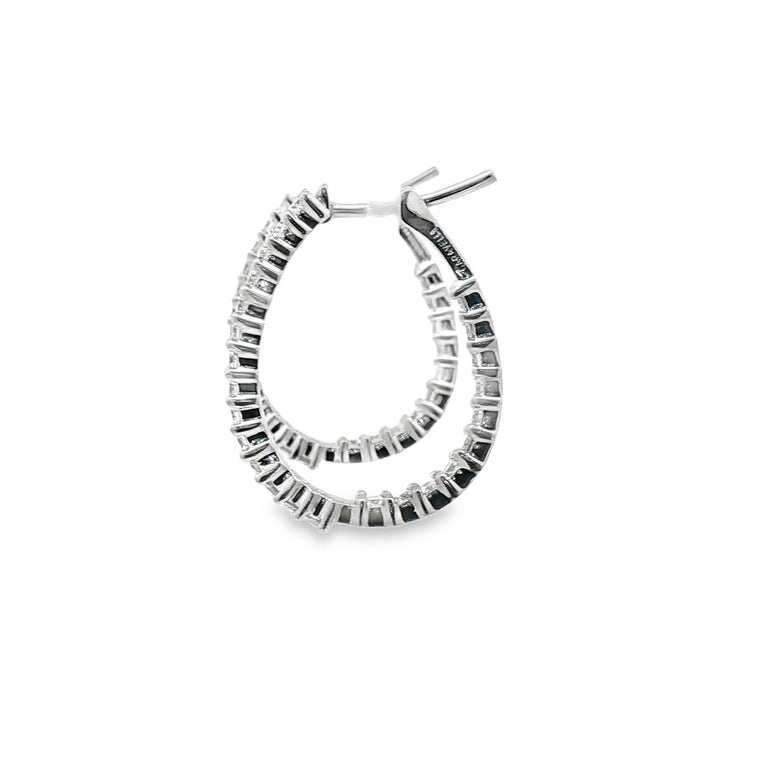 3cttw Classic Round Brilliant Natural Diamond Hoop Earrings in 18k White Gold