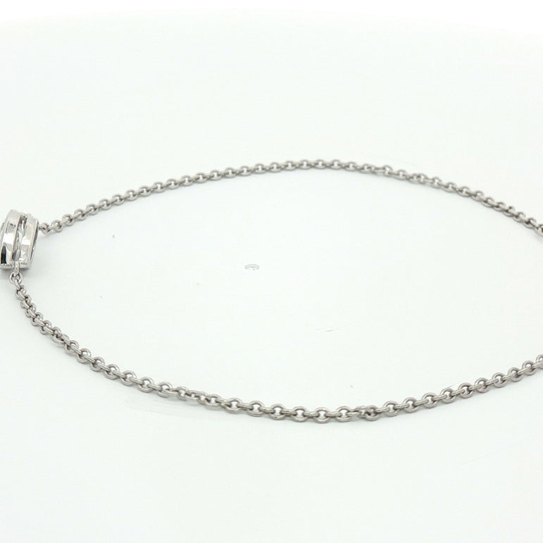 Platinum and White Gold Chain Bracelet with Pear Cut Diamond