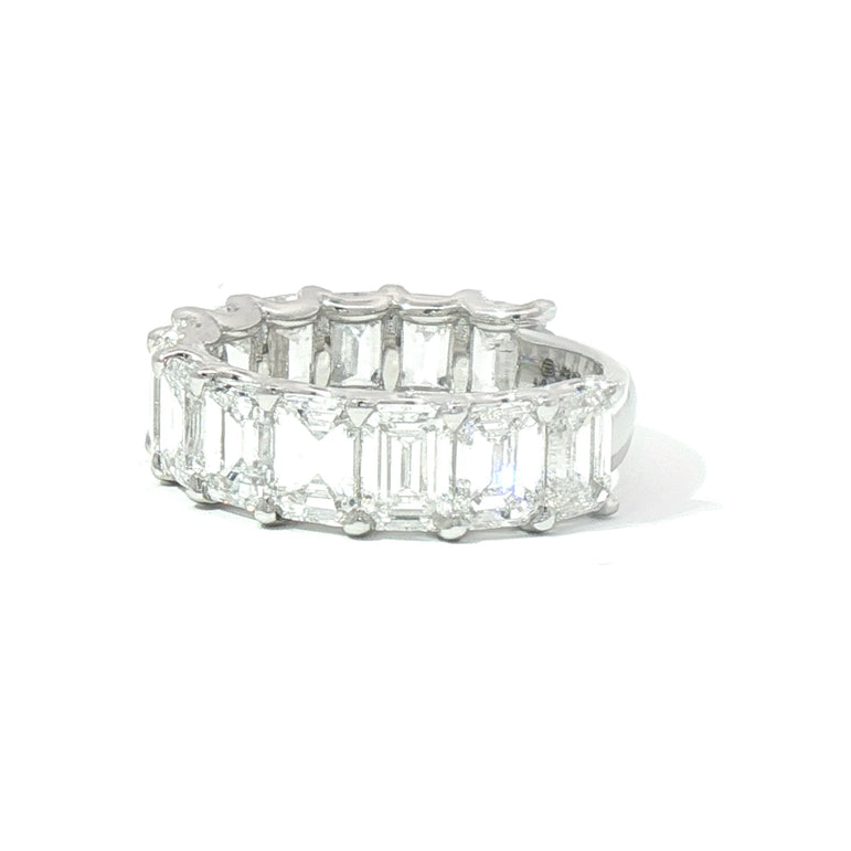 7.7Ct Platinum Emerald-Cut Diamond Eternity Ring