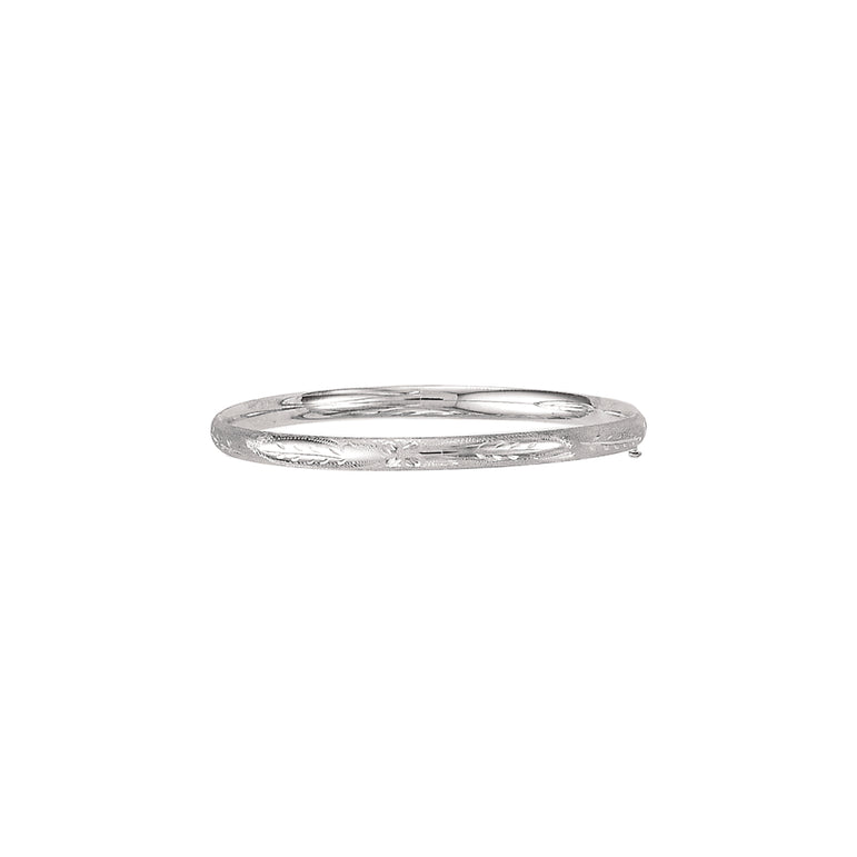 14K White Gold 5.0mm Filagree Children's Bangle-White | Box