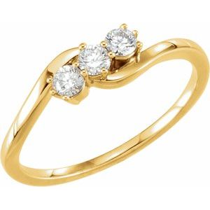 14K Yellow 1/4 CTW Lab-Grown Diamond Three-Stone Ring-Round-2.8 Mm