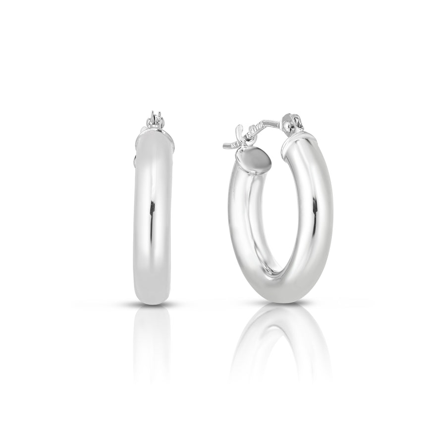 10K Gold 3x15mm Hoop Earring-White | Hinged