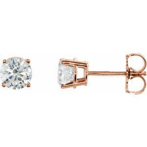 14K Rose 1 CTW Natural Diamond Earrings-Pair-5Mm :: 1 Ctw
