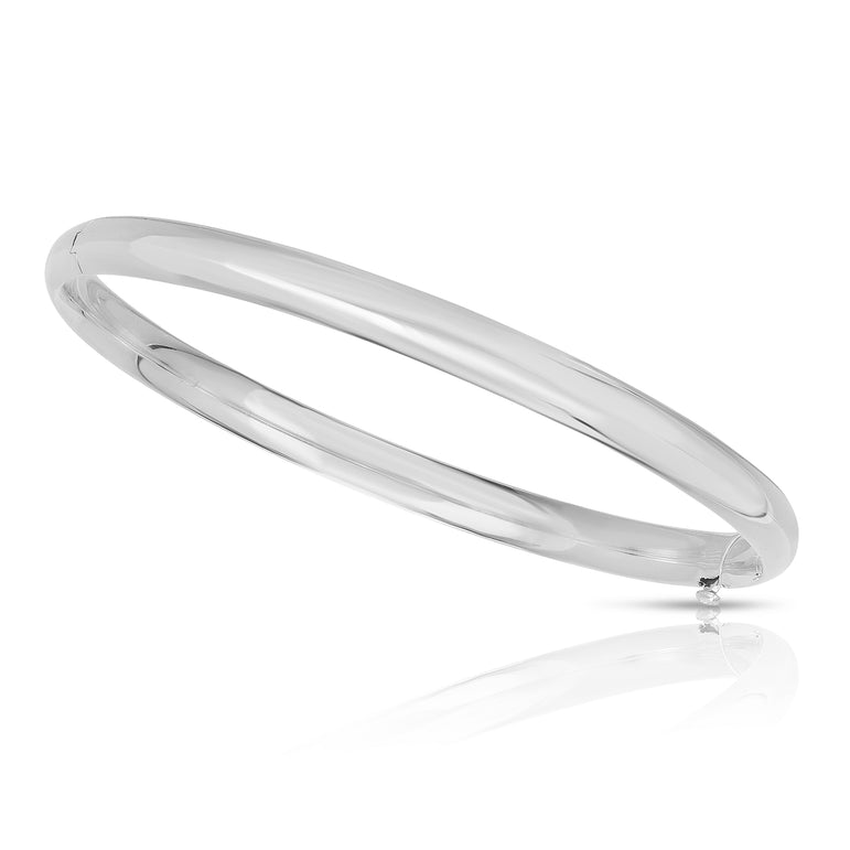 14K Gold Polished 5mm Bangle-White | Box