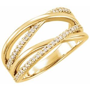 14K Yellow 1/5 CTW Natural Diamond Criss-Cross Ring-Round-1.1 Mm