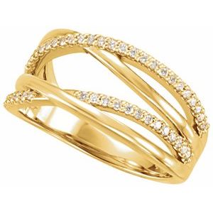 14K Yellow 1/5 CTW Lab-Grown Diamond Criss-Cross Ring-Round-1.1 Mm