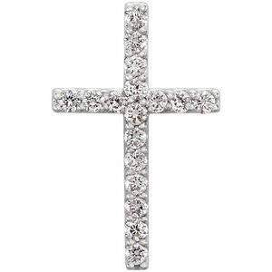 14K White 1/6 CTW Natural Diamond Petite Cross Pendant-Natural Diamond-1.3Mm :: 1/6 Ctw