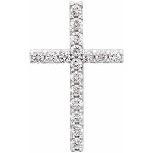 14K White 1/4 CTW Natural Diamond Petite Cross Pendant-Natural Diamond-1.7Mm :: 1/4 Ctw