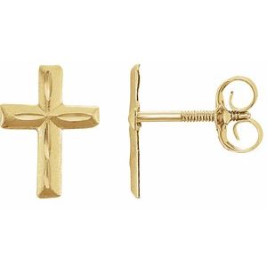 14K Yellow Youth Cross Earrings-14K Yellow