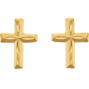 14K Yellow Youth Cross Earrings-14K Yellow