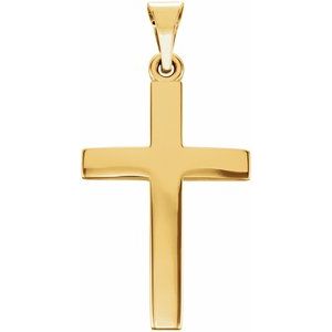 18K Yellow Gold-Plated Sterling Silver Cross Pendant-Polished