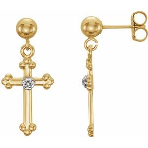 14K Yellow .01 CTW Natural Diamond Cross Earrings-1 Mm-14K Yellow