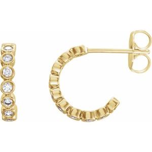 14K Yellow 1/4 CTW Natural Diamond 11.1 mm Hoop Earrings-Round-11.1 Mm