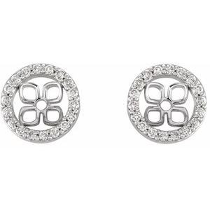14K White 8 mm ID 3/8 CTW Lab-Grown Diamond Earring Jackets-Polished-3/8 Ctw Diamond Earring Jackets For Pearl Studs