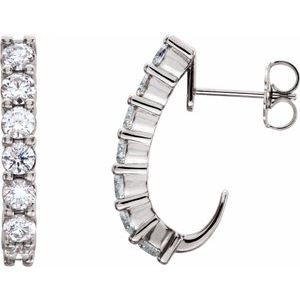 14K White 1 1/4 CTW Lab-Grown Diamond J-Hoop Earrings-3 Mm-14K White