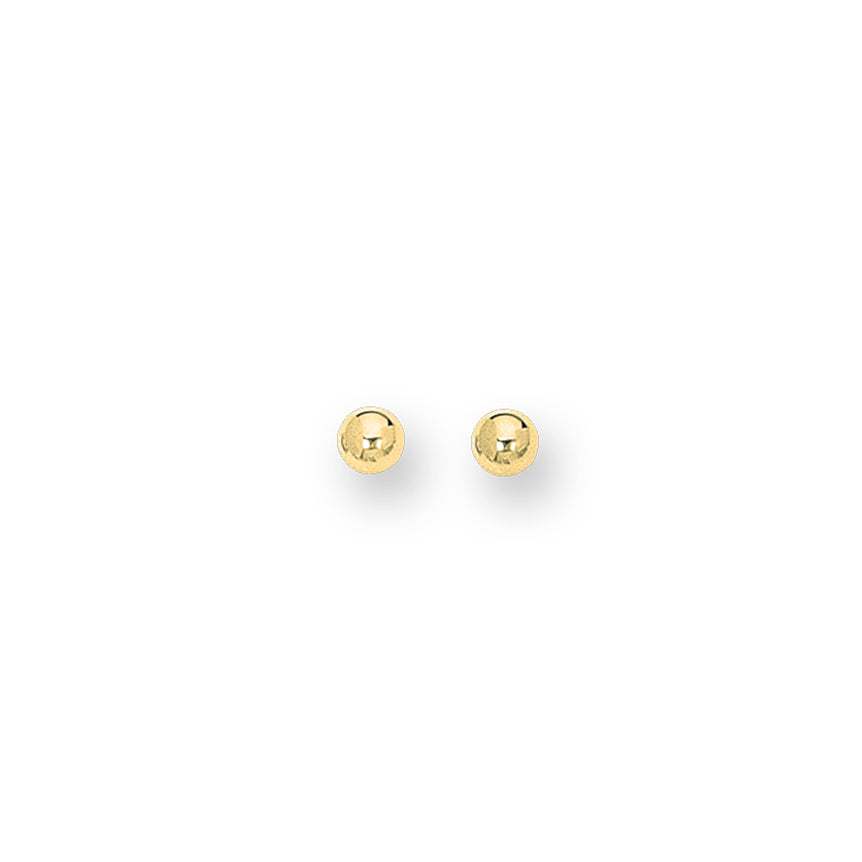 14K Gold Polished 3mm Post Earring-Yellow | Push Back