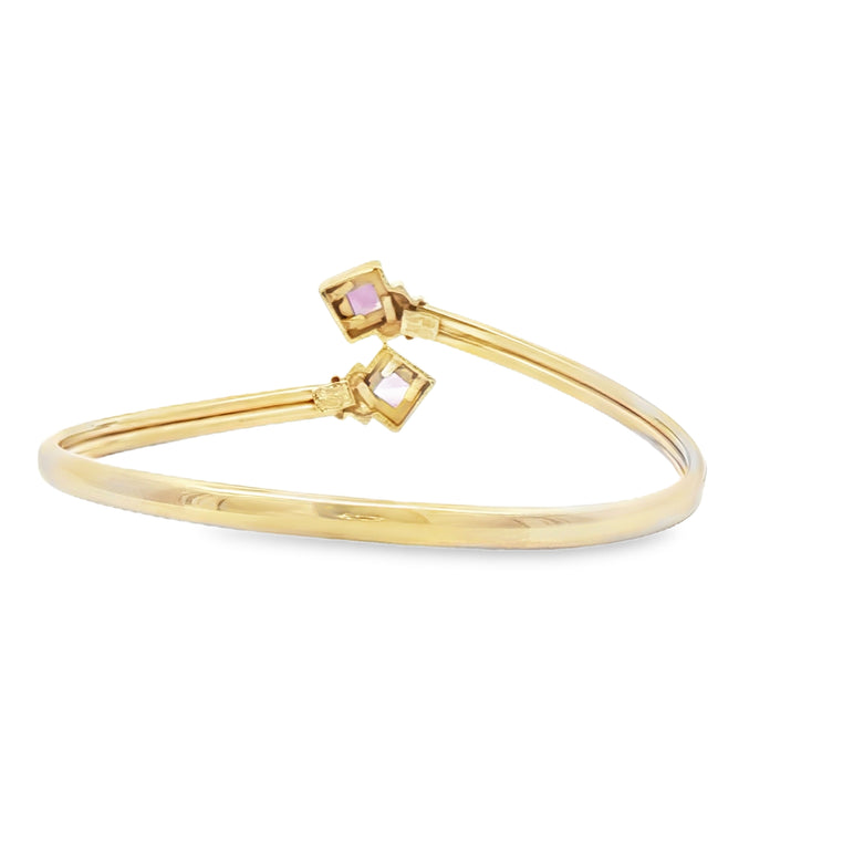 Square Step Cut Amethyst flex Bangle in 14ktYellow Goldvt