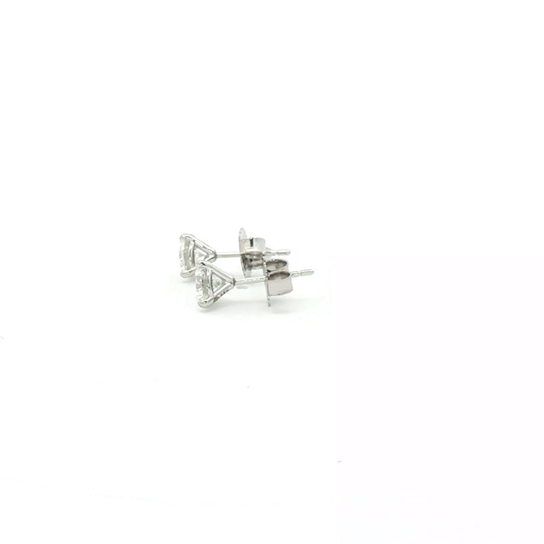 White Gold Stud Earrings with Brilliant Cut Diamonds