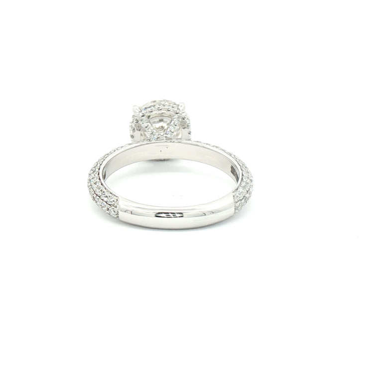 Platinum Multistone Ring with Round Cut Diamond