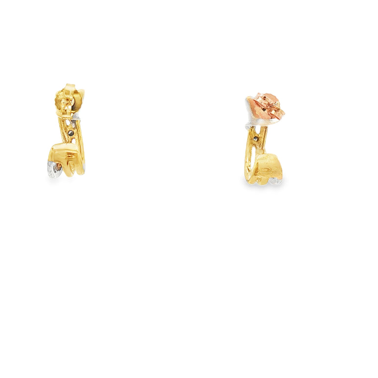 Contemporary Two-Tone Gold Open Circle Diamond Brilliant-Cut Stud Earrings