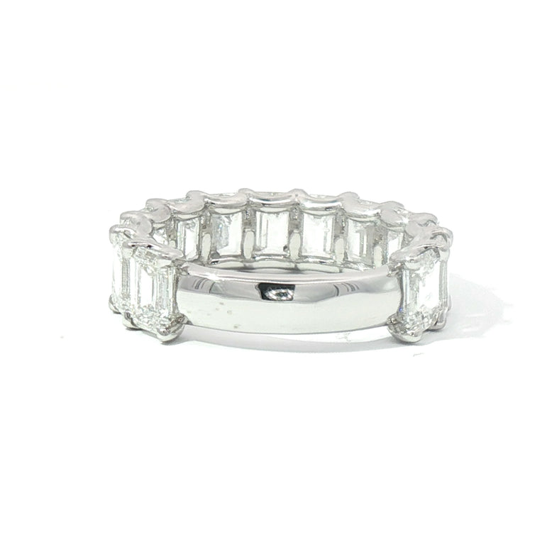 7.7Ct Platinum Emerald-Cut Diamond Eternity Ring