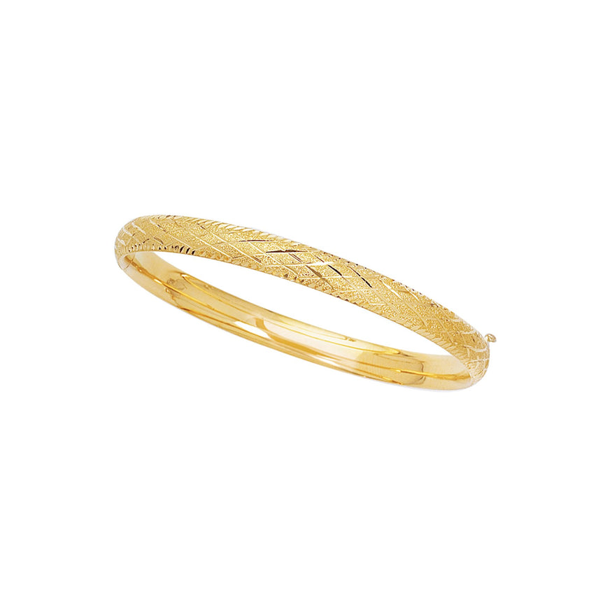 14K Gold Diamond Cut X Bangle-Yellow | Box