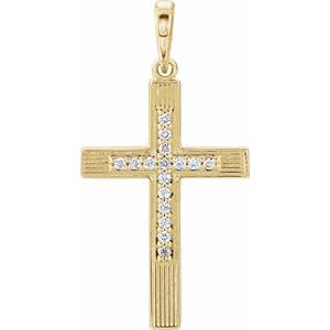 14K Yellow .07 CTW Natural Diamond Cross Pendant-Natural Diamond-1.1Mm :: 0.07 Ctw