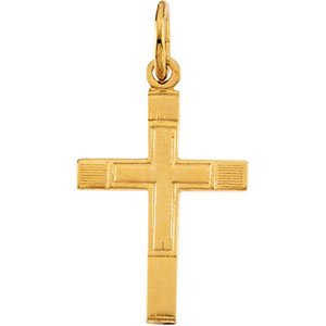 14K Yellow 13x9 mm Youth Cross Pendant-Polished