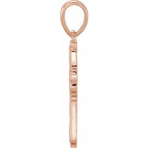 14K Rose Ornate Floral-Inspired Cross Pendant-Polished