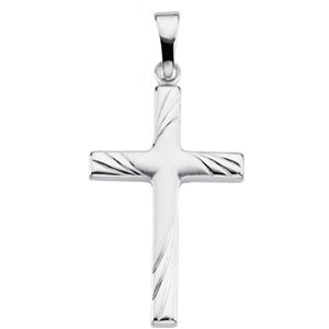 14K White 24x16 mm Cross Pendant-Polished